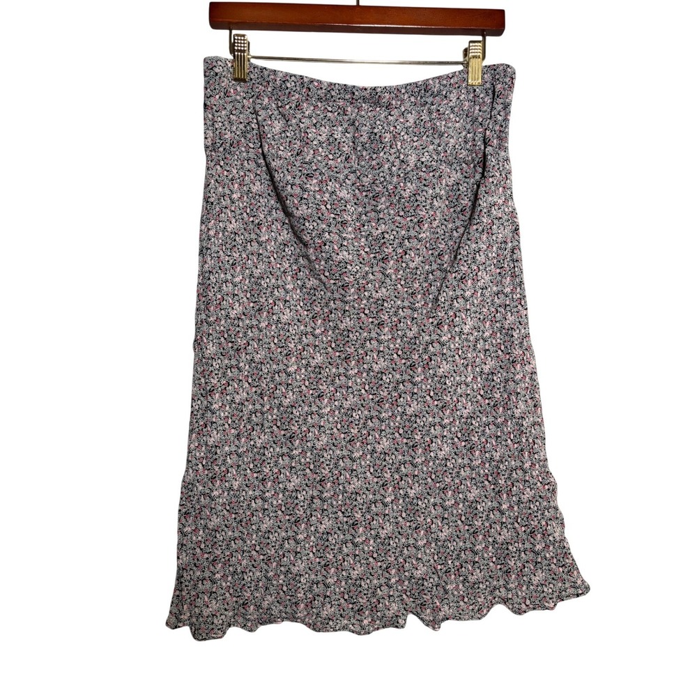 Motherhood Maternity Floral Midi Skirt M Ditsy Rayon Lettuce Hem Cottagecore